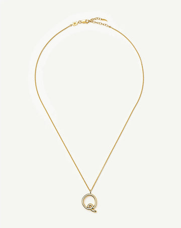 Curly Molten Initial Pendant Necklace - Q | 18k Gold Vermeil Necklaces Missoma 
