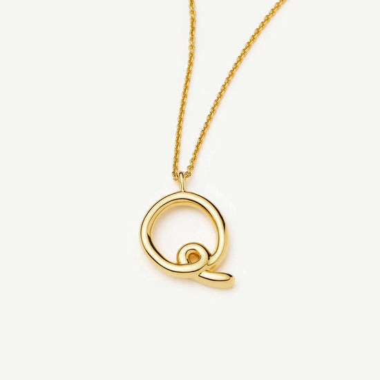 Curly Molten Initial Pendant Necklace - Q | 18k Gold Vermeil Necklaces Missoma 