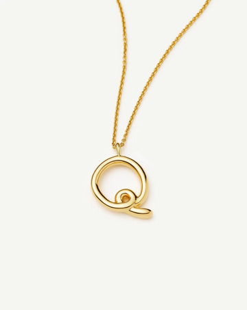 Curly Molten Initial Pendant Necklace - Q | 18k Gold Vermeil Necklaces Missoma 