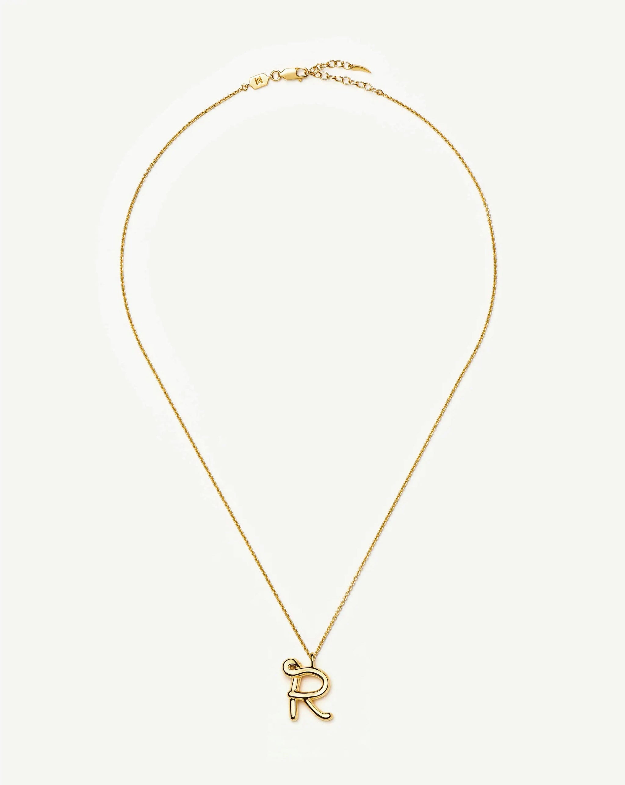 Curly Molten Initial Pendant Necklace - R | 18k Gold Vermeil Necklaces Missoma 