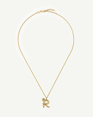 Curly Molten Initial Pendant Necklace - R | 18k Gold Vermeil Necklaces Missoma 