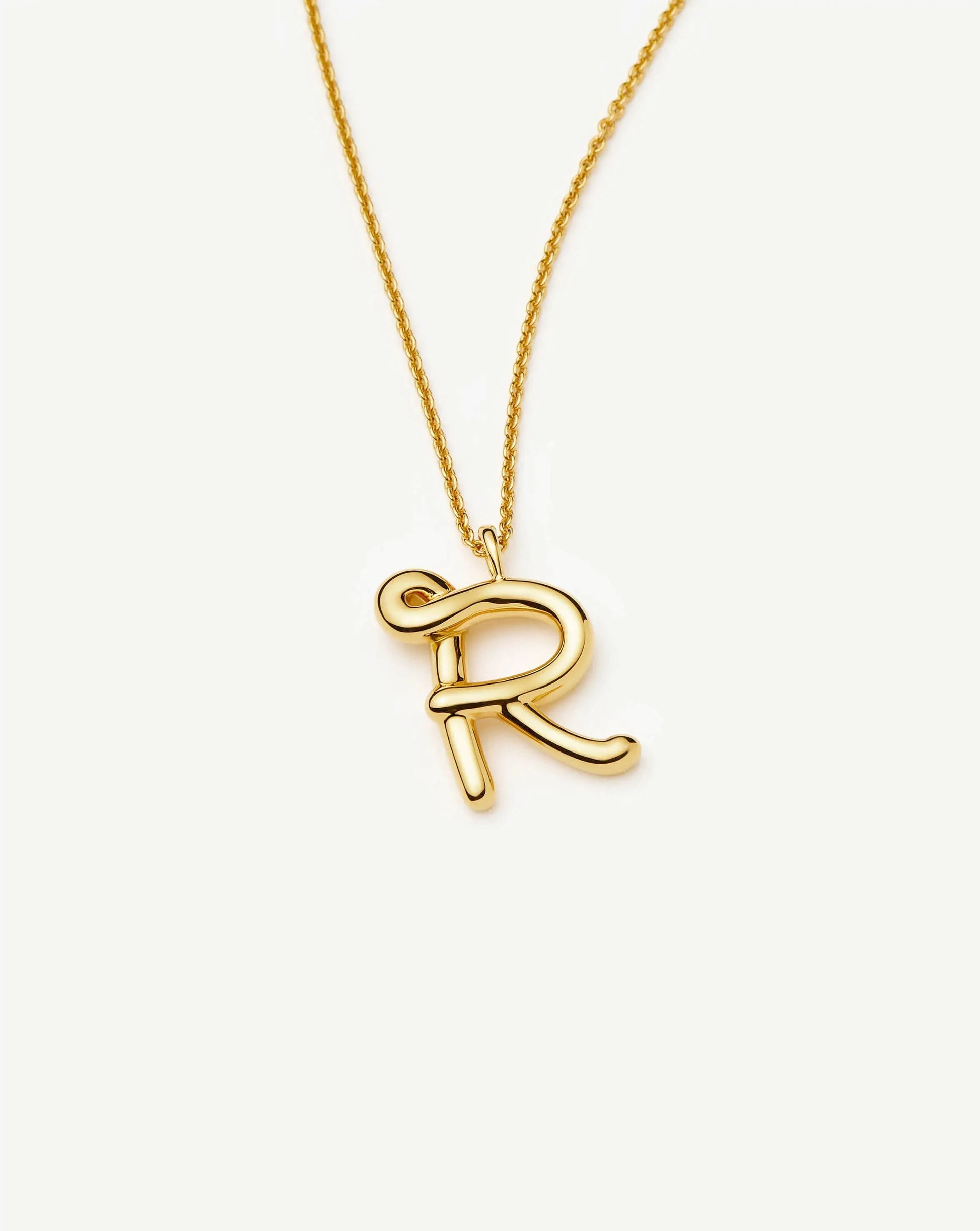 Curly Molten Initial Pendant Necklace - R | 18k Gold Vermeil Necklaces Missoma 