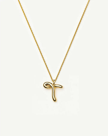 Curly Molten Initial Pendant Necklace - T | 18k Gold Vermeil Necklaces Missoma 