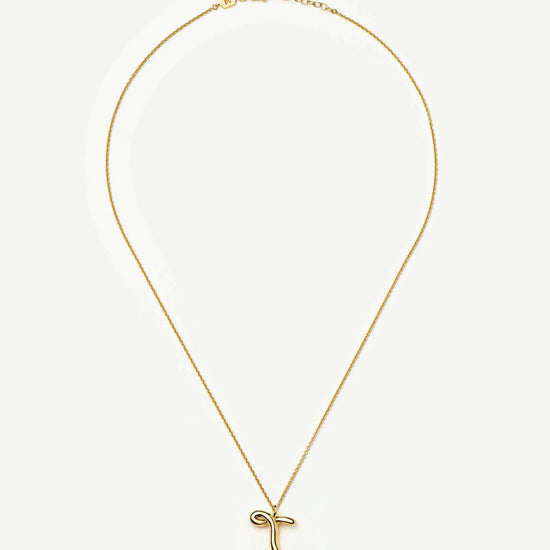 Curly Molten Initial Pendant Necklace - T | 18k Gold Vermeil Necklaces Missoma 
