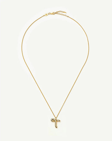 Curly Molten Initial Pendant Necklace - T | 18k Gold Vermeil Necklaces Missoma 