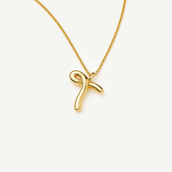 Curly Molten Initial Pendant Necklace - T | 18k Gold Vermeil Necklaces Missoma 