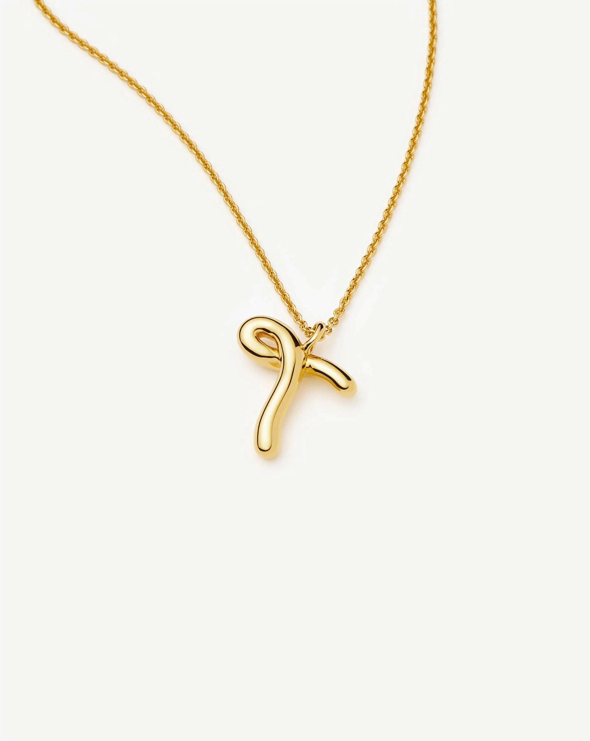 Curly Molten Initial Pendant Necklace - T | 18k Gold Vermeil Necklaces Missoma 