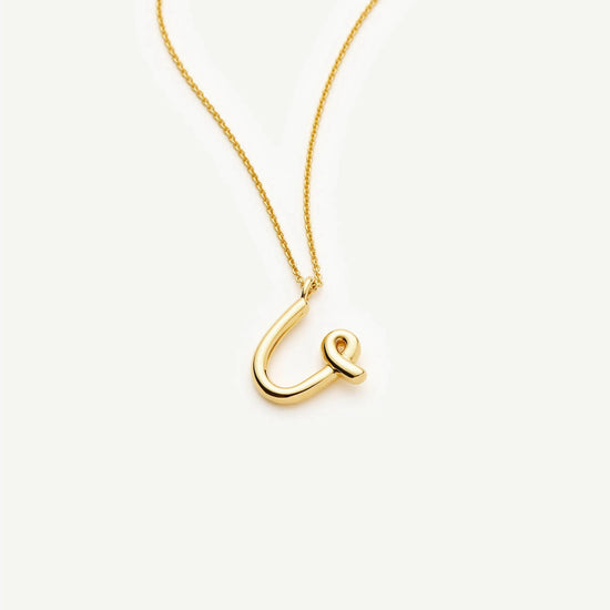 Curly Molten Initial Pendant Necklace - U | 18k Gold Vermeil Necklaces Missoma 