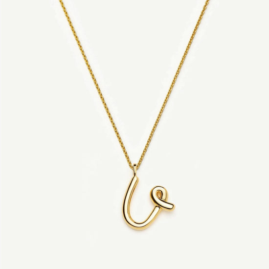 Curly Molten Initial Pendant Necklace - U | 18k Gold Vermeil Necklaces Missoma 