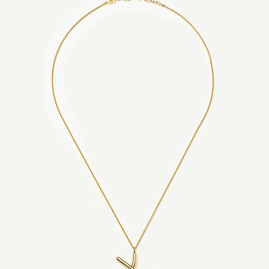 Curly Molten Initial Pendant Necklace - V | 18k Gold Vermeil Necklaces Missoma 