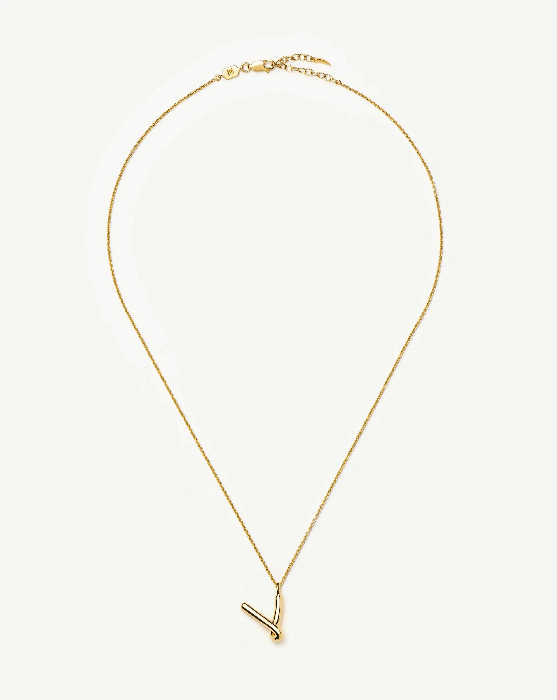 Curly Molten Initial Pendant Necklace - V | 18k Gold Vermeil Necklaces Missoma 