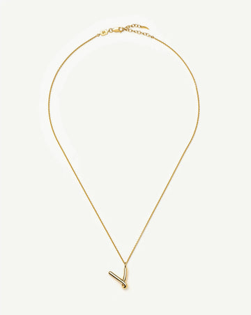 Curly Molten Initial Pendant Necklace - V | 18k Gold Vermeil Necklaces Missoma 