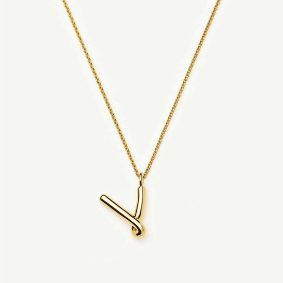 Curly Molten Initial Pendant Necklace - V | 18k Gold Vermeil Necklaces Missoma 