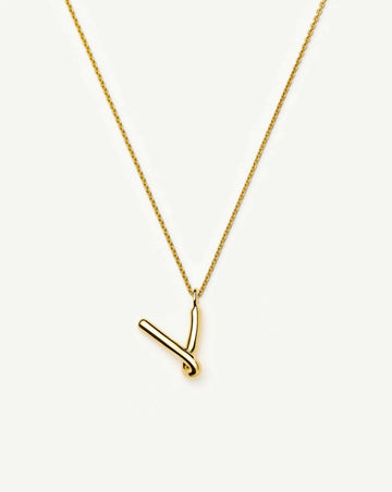 Curly Molten Initial Pendant Necklace - V | 18k Gold Vermeil Necklaces Missoma 