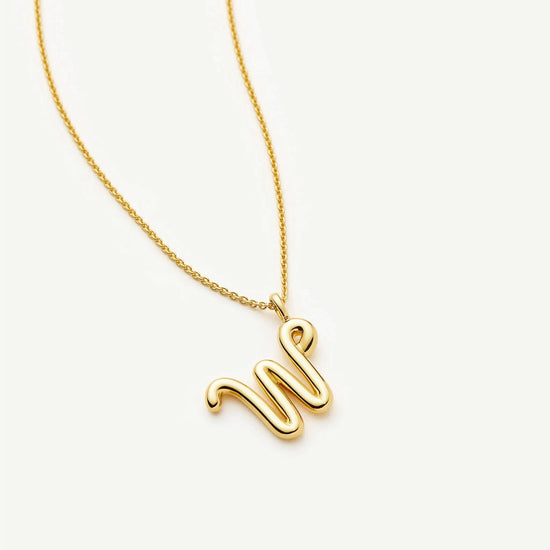 Curly Molten Initial Pendant Necklace - W | 18k Gold Vermeil Necklaces Missoma 