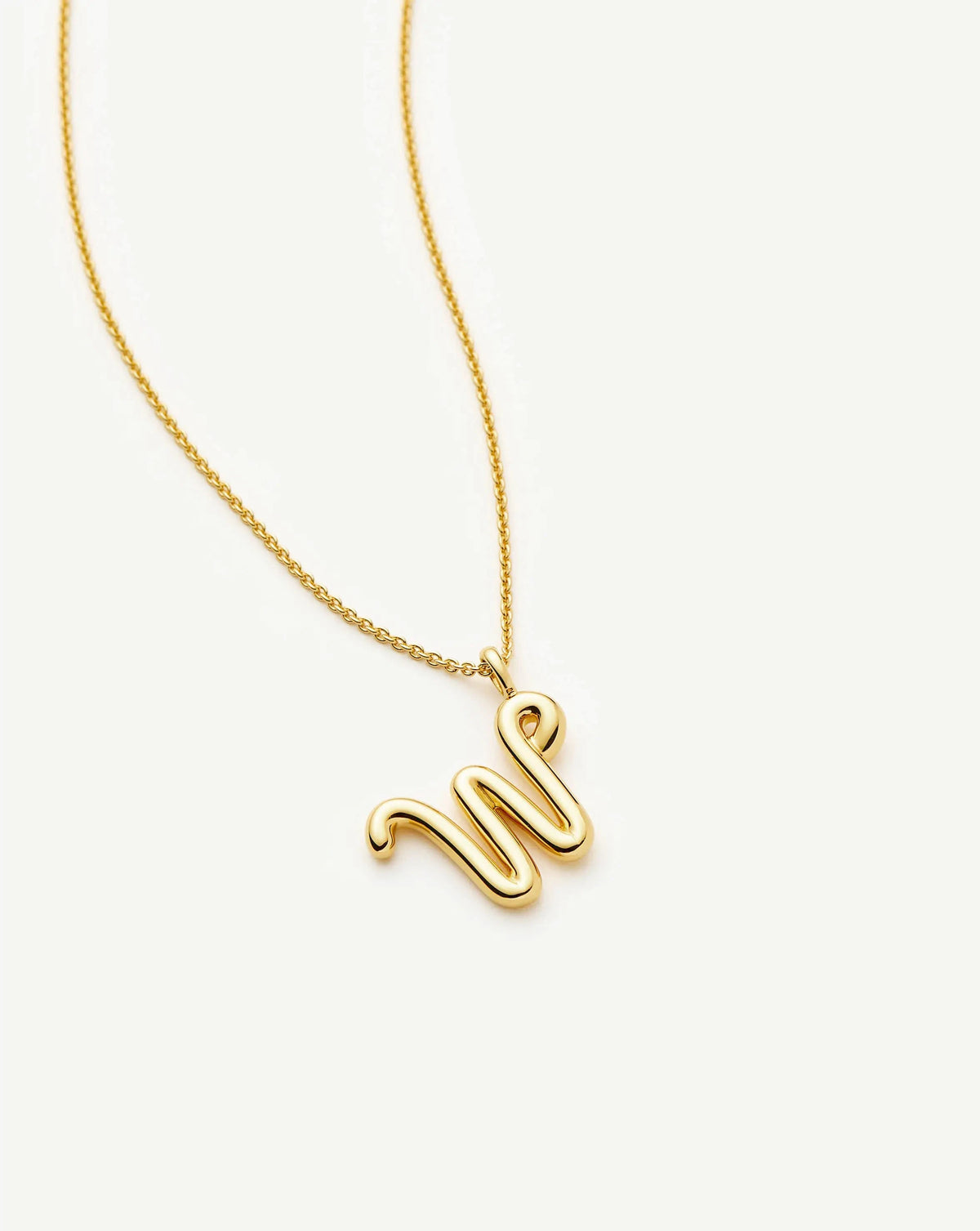 Curly Molten Initial Pendant Necklace - W | 18k Gold Vermeil Necklaces Missoma 