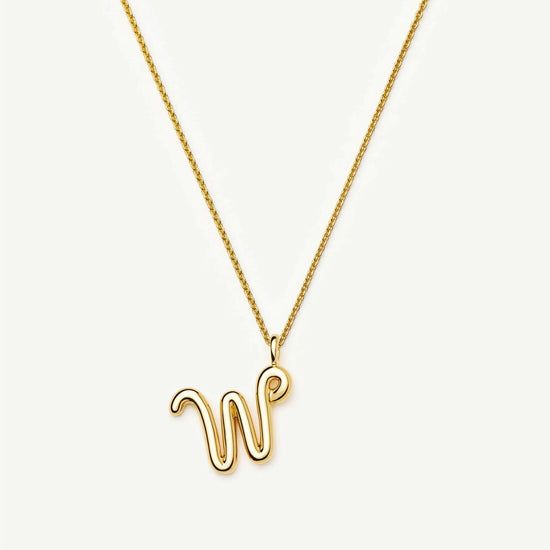 Curly Molten Initial Pendant Necklace - W | 18k Gold Vermeil Necklaces Missoma 