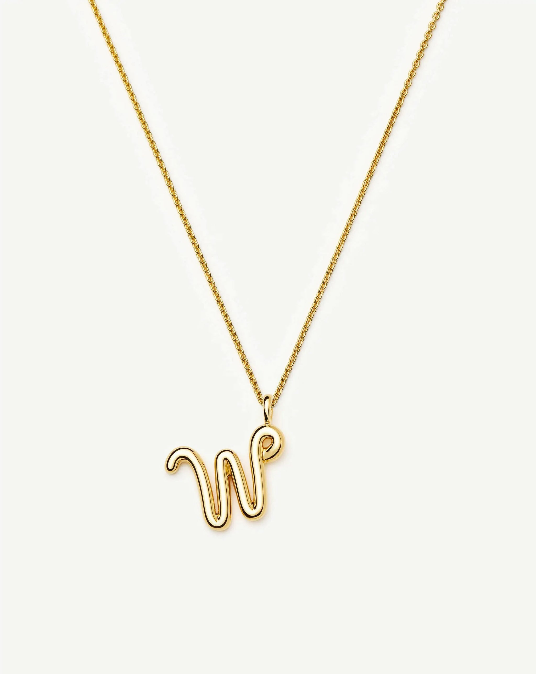 Curly Molten Initial Pendant Necklace - W | 18k Gold Vermeil Necklaces Missoma 