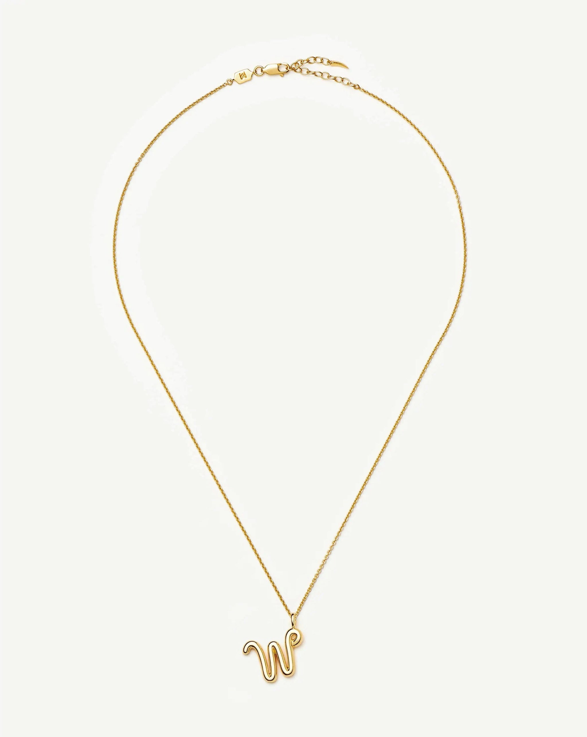 Curly Molten Initial Pendant Necklace - W | 18k Gold Vermeil Necklaces Missoma 