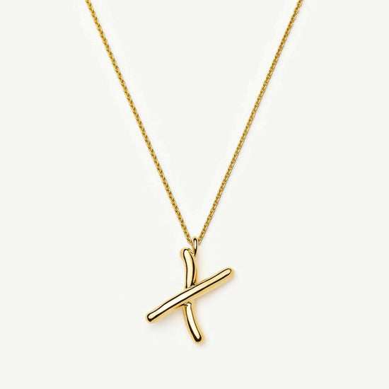 Curly Molten Initial Pendant Necklace - X | 18k Gold Vermeil Necklaces Missoma 
