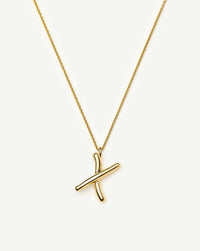 Curly Molten Initial Pendant Necklace - X | 18k Gold Vermeil Necklaces Missoma 