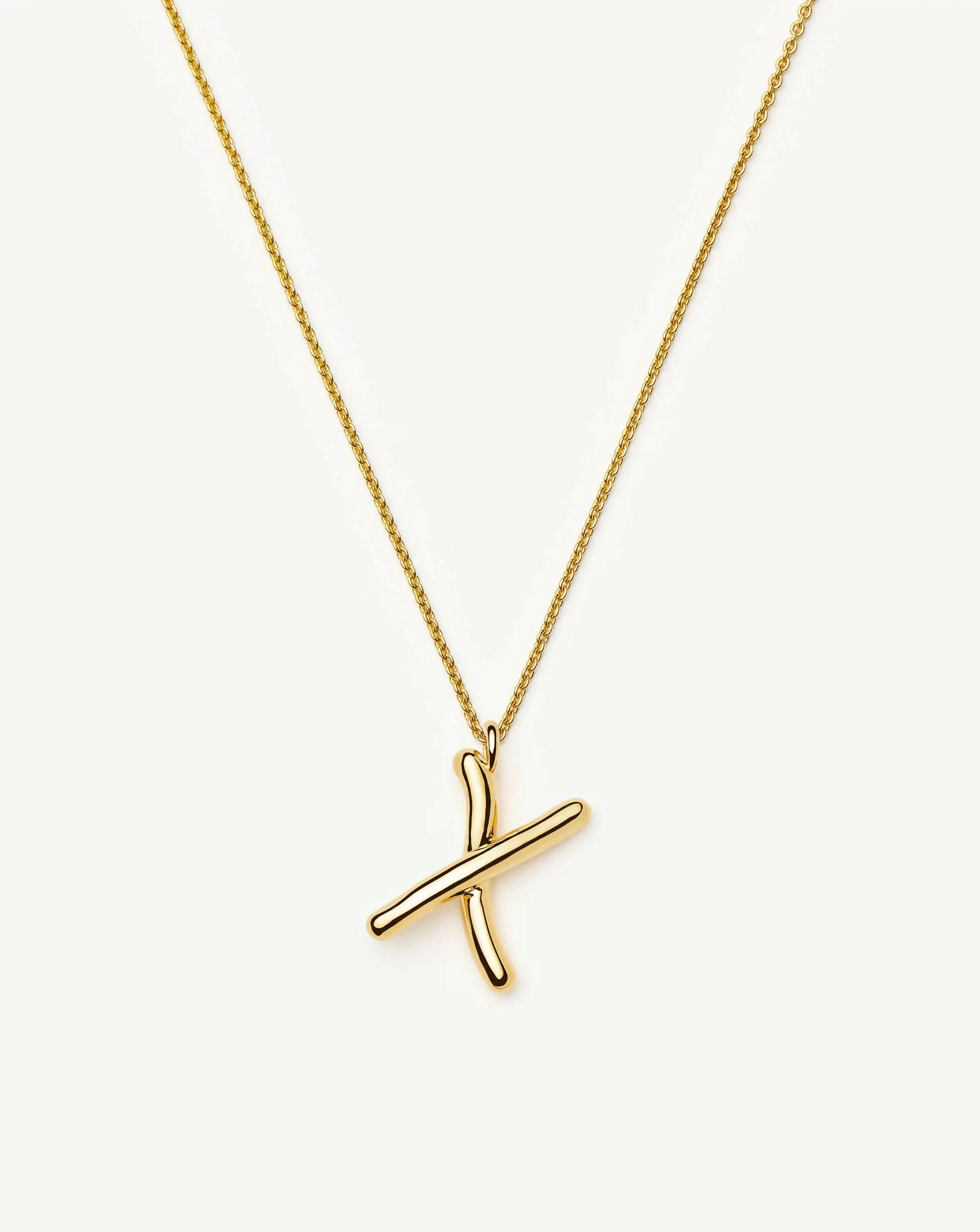 Curly Molten Initial Pendant Necklace - X | 18k Gold Vermeil Necklaces Missoma 