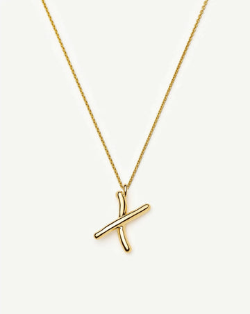 Curly Molten Initial Pendant Necklace - X | 18k Gold Vermeil Necklaces Missoma 