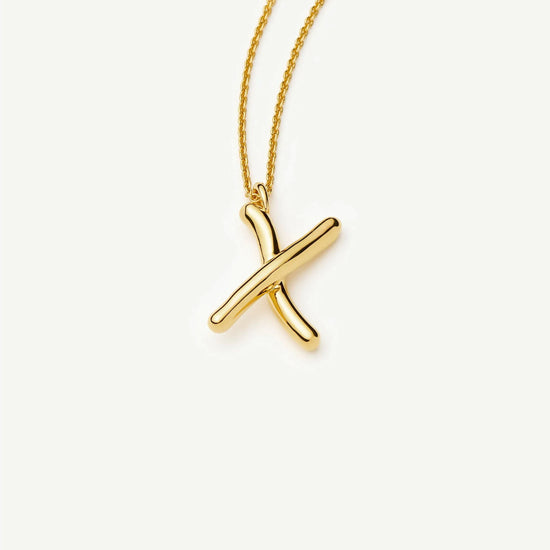 Curly Molten Initial Pendant Necklace - X | 18k Gold Vermeil Necklaces Missoma 