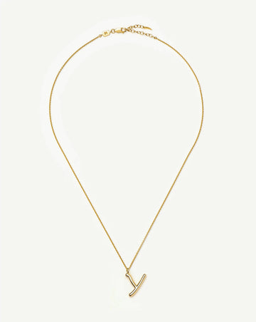 Curly Molten Initial Pendant Necklace - Y | 18k Gold Vermeil Necklaces Missoma 