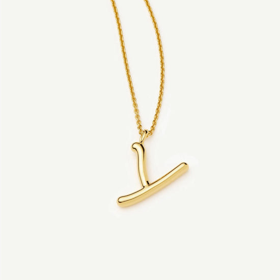 Curly Molten Initial Pendant Necklace - Y | 18k Gold Vermeil Necklaces Missoma 
