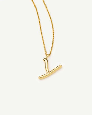 Curly Molten Initial Pendant Necklace - Y | 18k Gold Vermeil Necklaces Missoma 