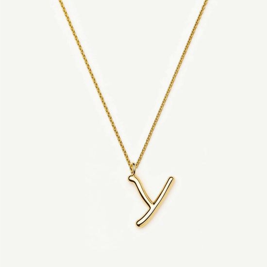 Curly Molten Initial Pendant Necklace - Y | 18k Gold Vermeil Necklaces Missoma 