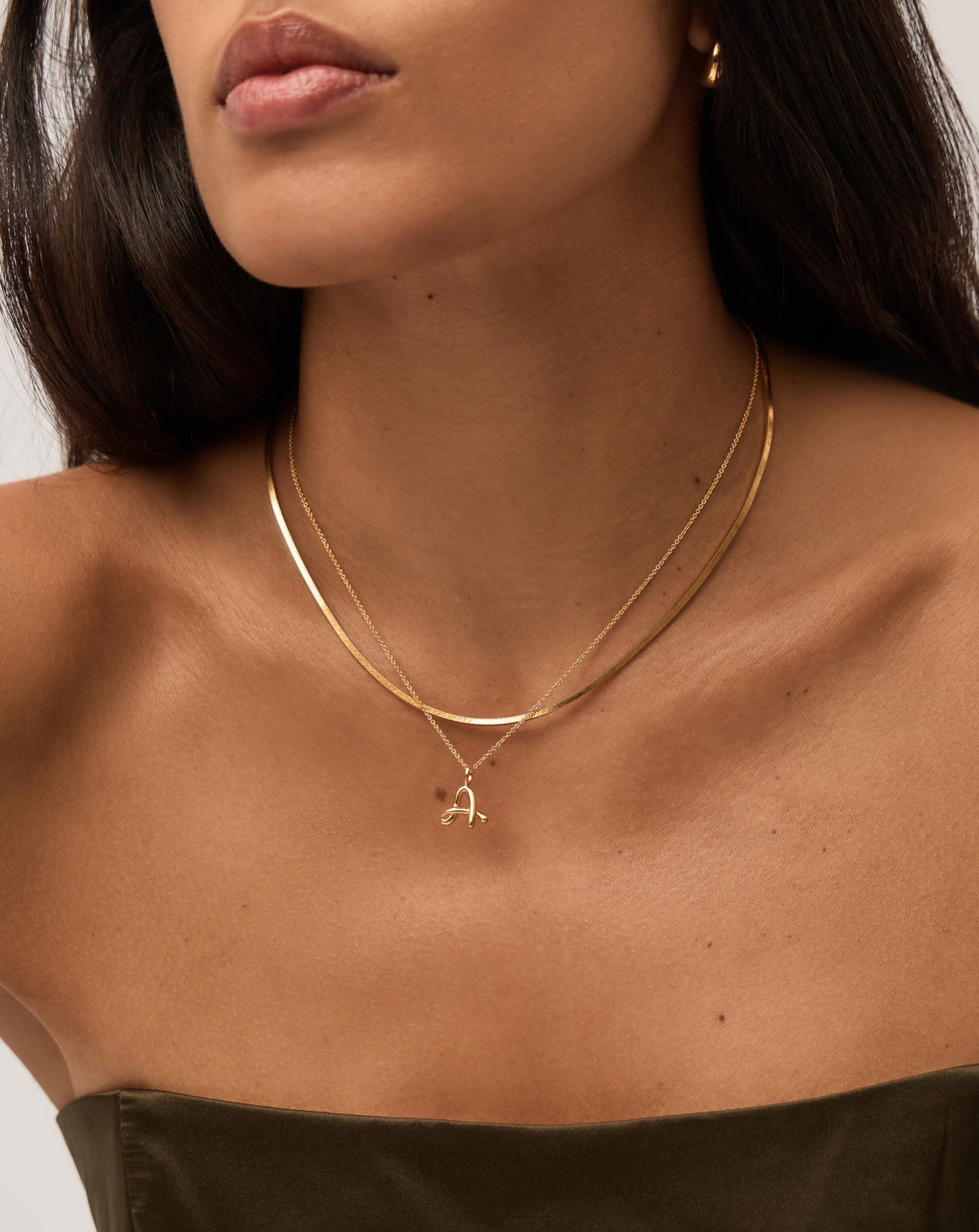 Curly Molten Mini Initial Necklace - A | 18k Gold Vermeil Necklaces Missoma 