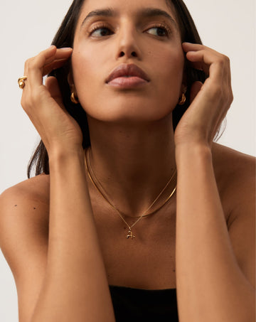 Curly Molten Mini Initial Necklace - A | 18k Gold Vermeil Necklaces Missoma 