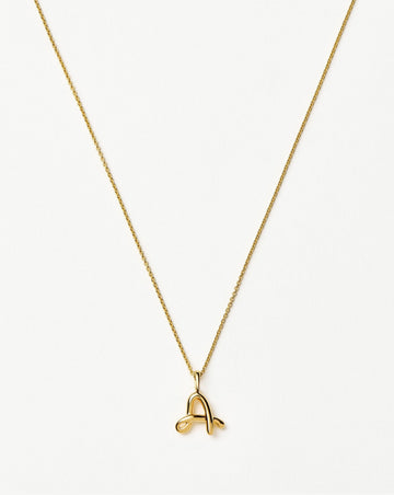 Curly Molten Mini Initial Necklace - A | 18k Gold Vermeil Necklaces Missoma 
