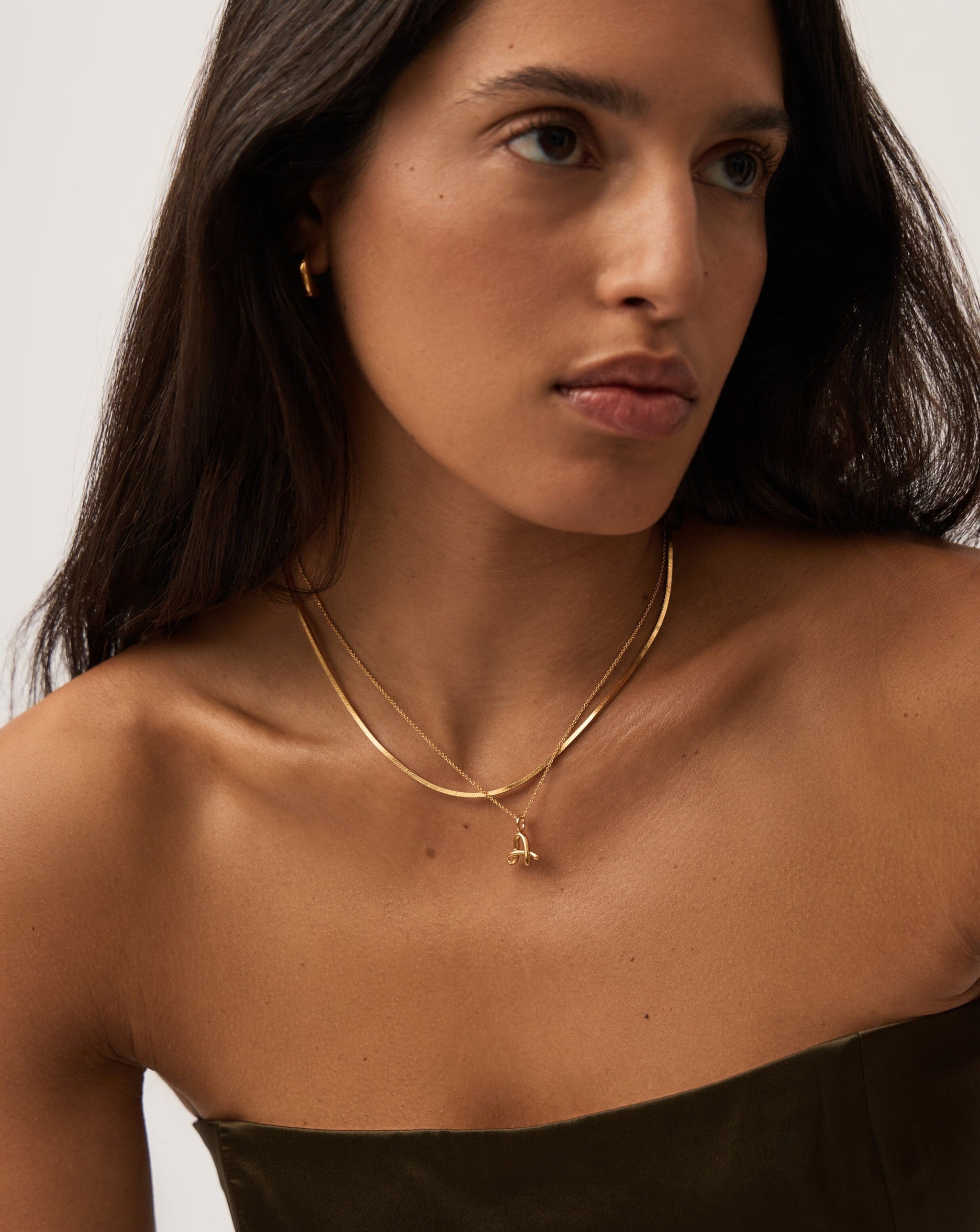 Curly Molten Mini Initial Necklace - A | 18k Gold Vermeil Necklaces Missoma 
