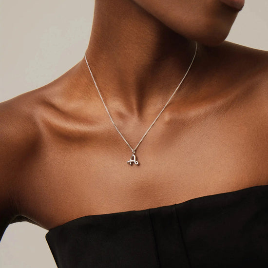 Curly Molten Mini Initial Necklace - A | Sterling Silver Necklaces Missoma 