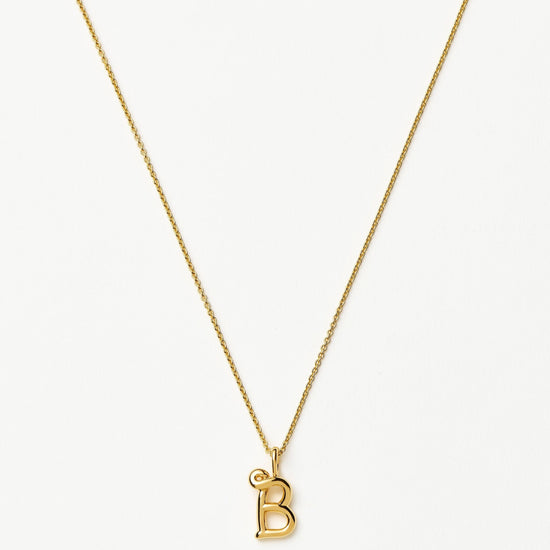 Curly Molten Mini Initial Necklace - B | 18k Gold Vermeil Necklaces Missoma 