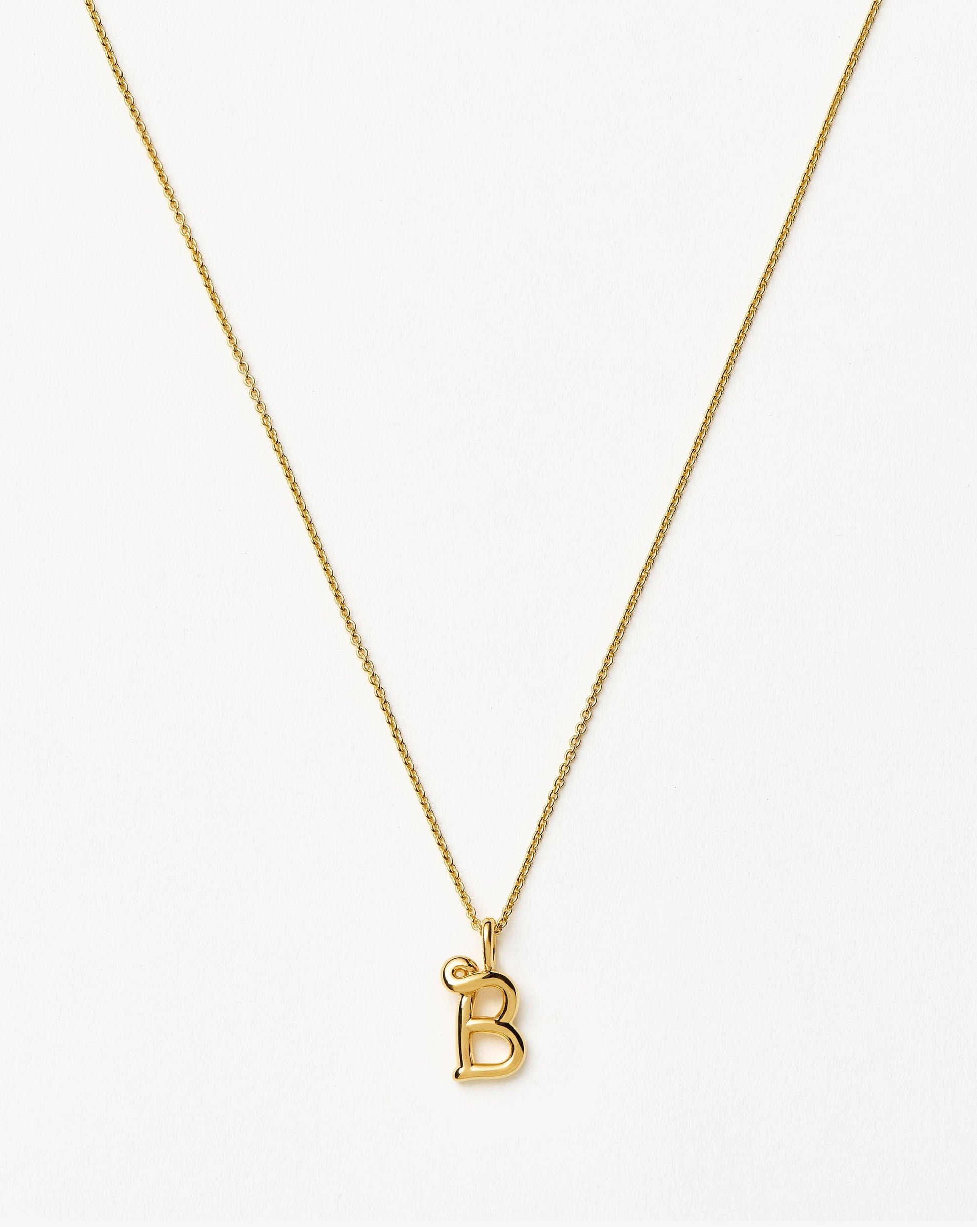 Curly Molten Mini Initial Necklace - B | 18k Gold Vermeil Necklaces Missoma 