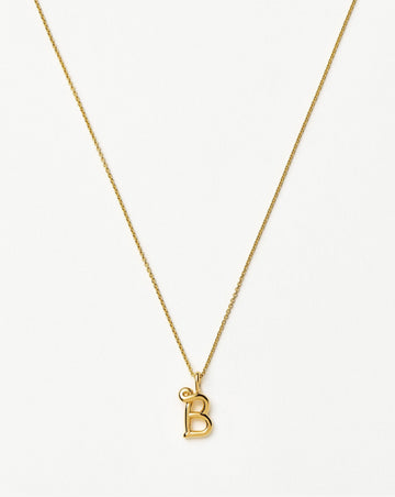 Curly Molten Mini Initial Necklace - B | 18k Gold Vermeil Necklaces Missoma 