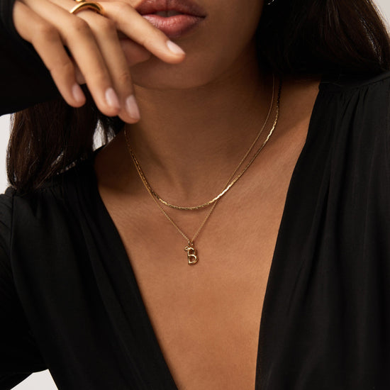 Curly Molten Mini Initial Necklace - B | 18k Gold Vermeil Necklaces Missoma 