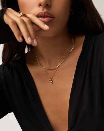 Curly Molten Mini Initial Necklace - B | 18k Gold Vermeil Necklaces Missoma 