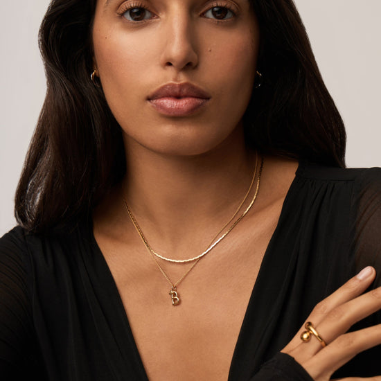 Curly Molten Mini Initial Necklace - B | 18k Gold Vermeil Necklaces Missoma 