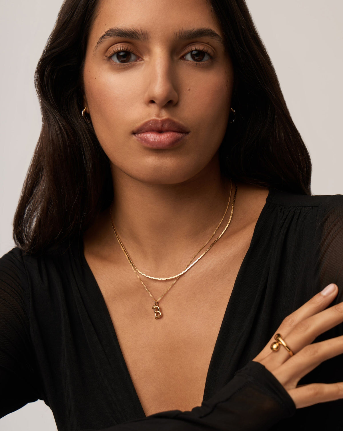 Curly Molten Mini Initial Necklace - B | 18k Gold Vermeil Necklaces Missoma 
