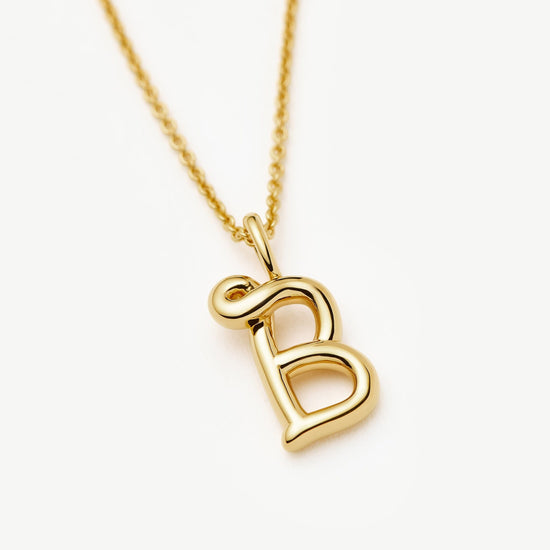 Curly Molten Mini Initial Necklace - B | 18k Gold Vermeil Necklaces Missoma 