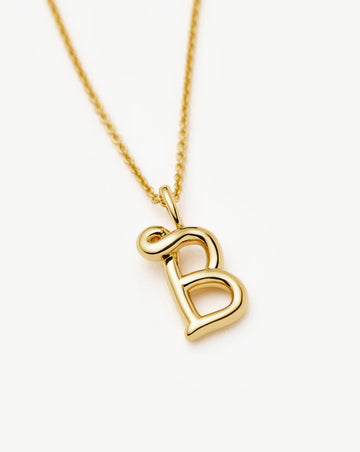 Curly Molten Mini Initial Necklace - B | 18k Gold Vermeil Necklaces Missoma 