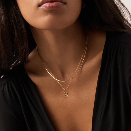 Curly Molten Mini Initial Necklace - B | 18k Gold Vermeil Necklaces Missoma 