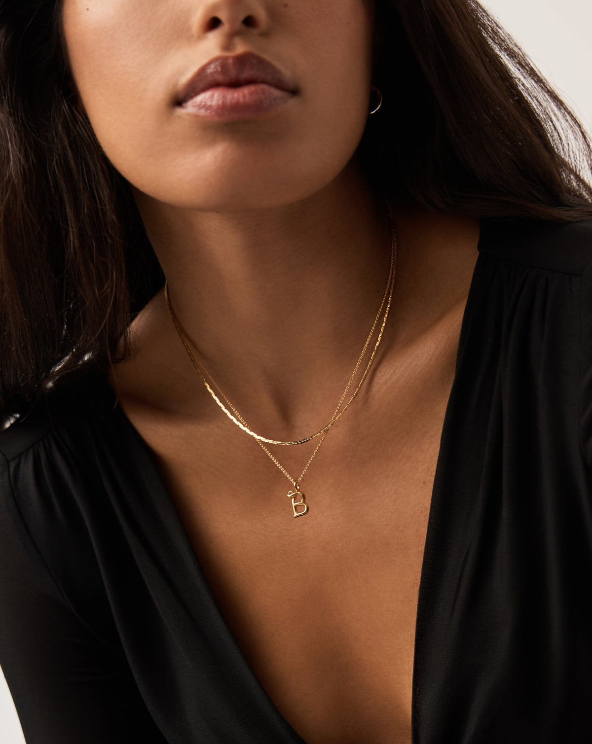 Curly Molten Mini Initial Necklace - B | 18k Gold Vermeil Necklaces Missoma 