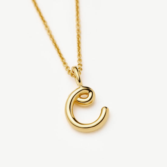Curly Molten Mini Initial Necklace - C |18k Gold Vermeil Necklaces Missoma 