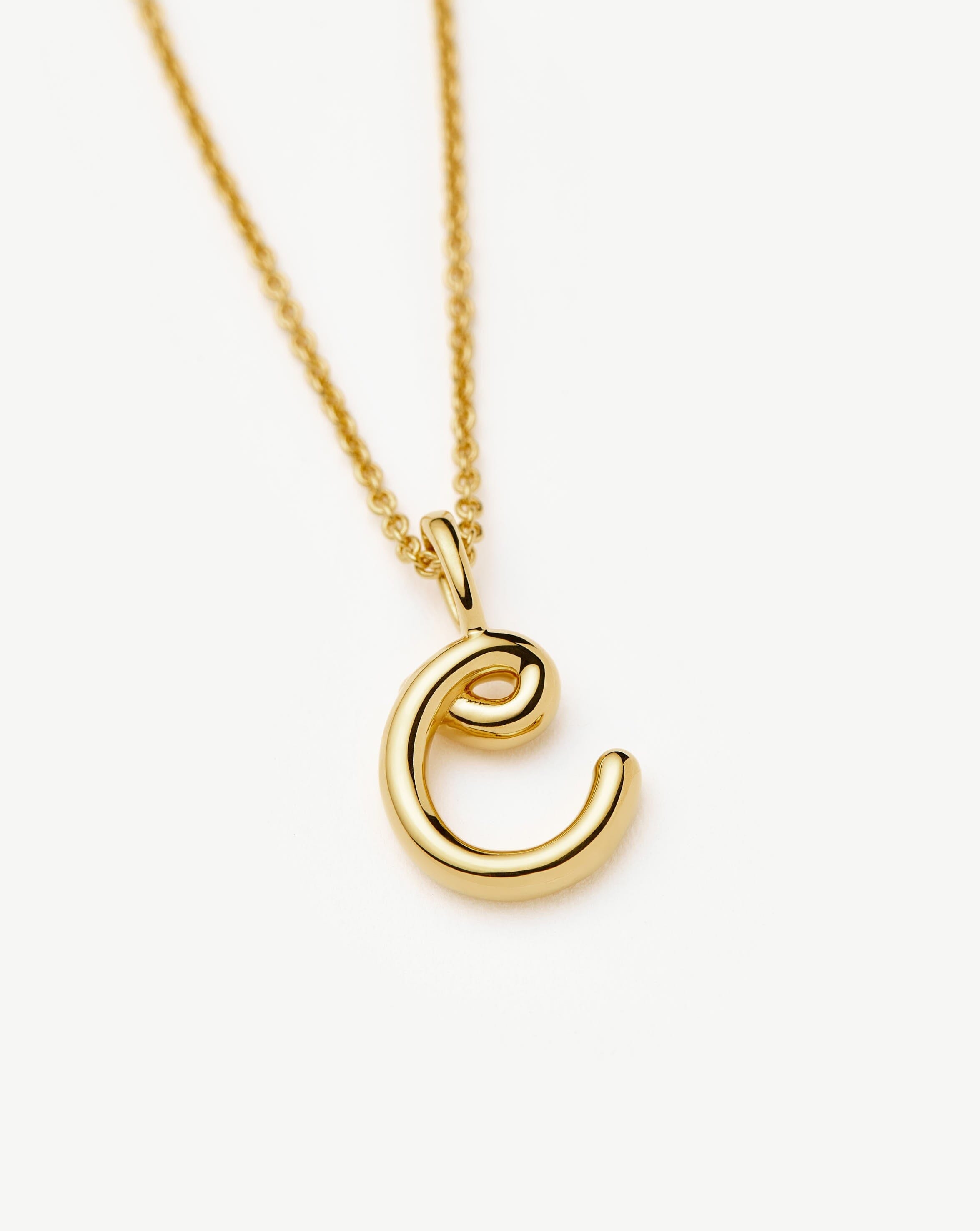 Curly Molten Mini Initial Necklace - C |18k Gold Vermeil Necklaces Missoma 